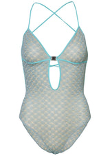 One Piece Swimsuit Spiderweb Light Blue