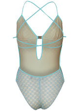 One Piece Swimsuit Spiderweb Light Blue