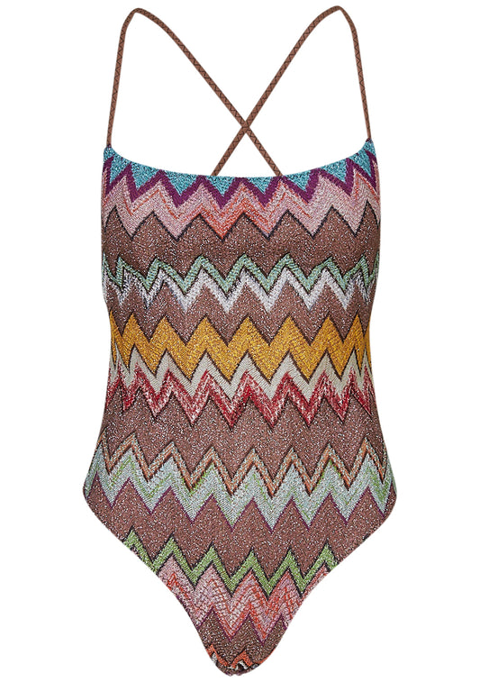 One Piece Swimsuit Taupe & Multicolour