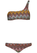 One-Shoulder Bikini Taupe Multicolour