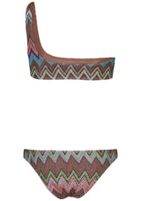 One-Shoulder Bikini Taupe Multicolour