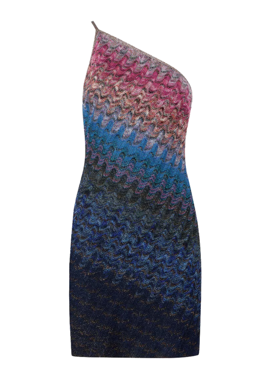 One-Shoulder Dégradé Mini Dress Multicolour