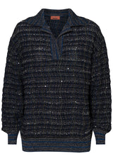 Oversize Sequin Polo Blue Tones