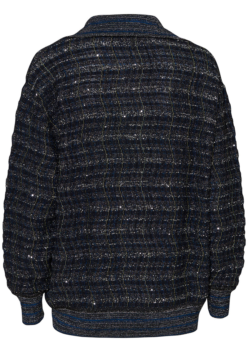 Oversize Sequin Polo Blue Tones