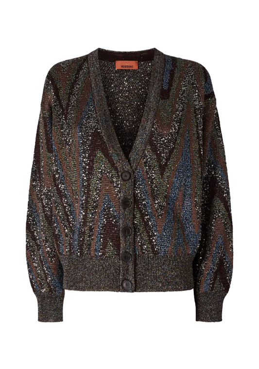 Oversized Chevron Cardigan Black & Blue