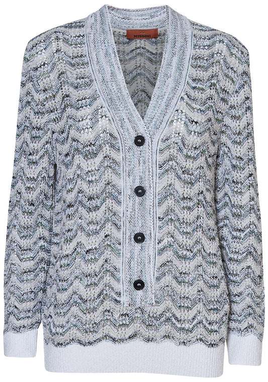 Oversized V-Neck Sweater Green & Blue