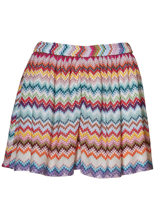 Pixelated Chevron Lamé Shorts Multicolour