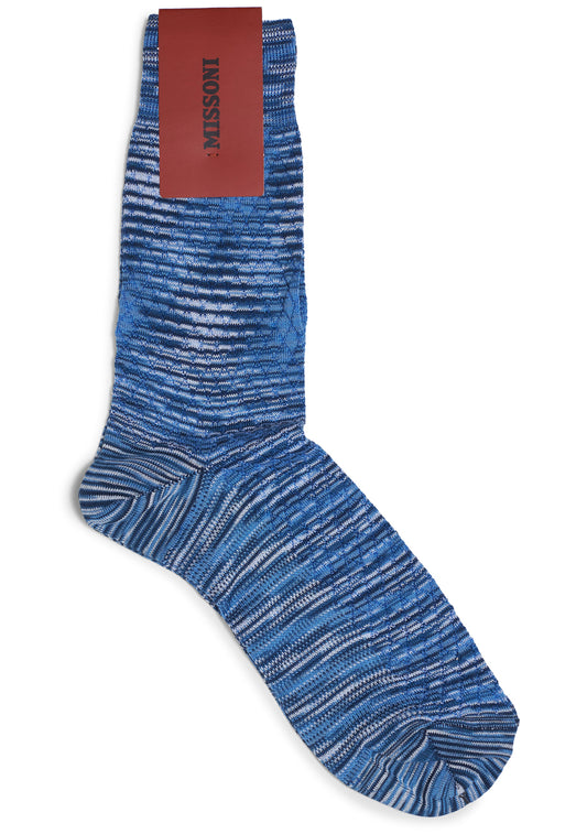 Quilted Knit Socks Blue