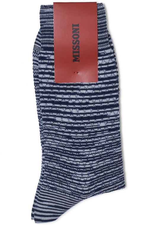 Quilted Knit Socks Navy/White