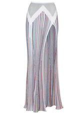 Rib Knit Side Slit Maxi Skirt Multicolour
