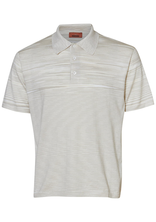 Short Sleeve Polo Space Dye White