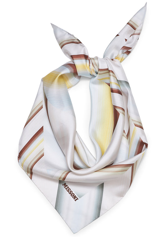 Silk Scarf White & Sage