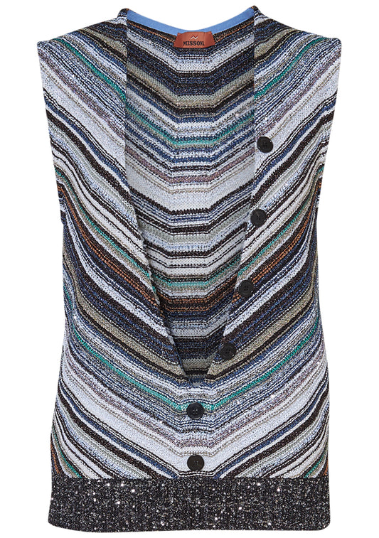 Streak Sequin Vest Cool Multicolour