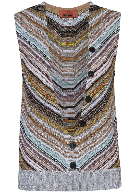 Streak Sequin Vest Warm Multicolour