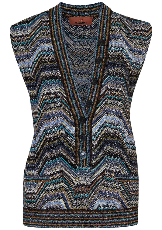 Striped Sequin Vest Dark Multicolour