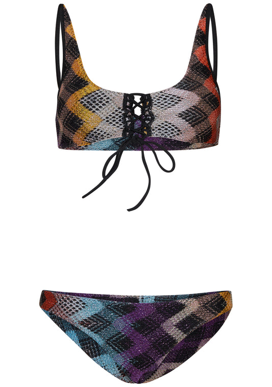 Tie Bikini Dark Lamé Multicolour