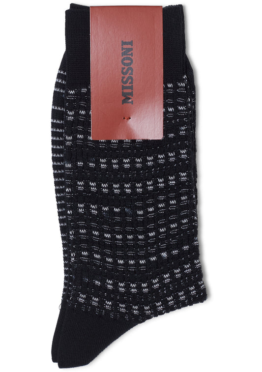 Waffle Knit Socks Black