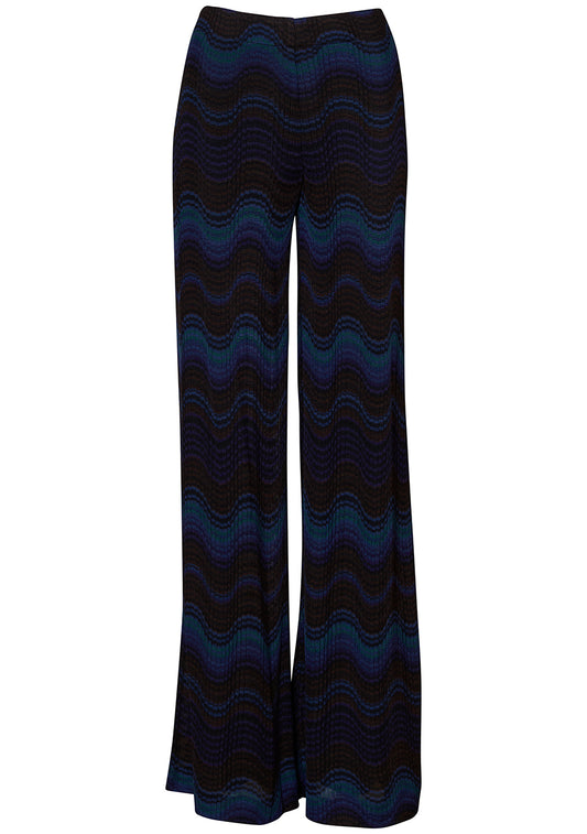 Wave Palazzo Trousers Blue & Brown Tones