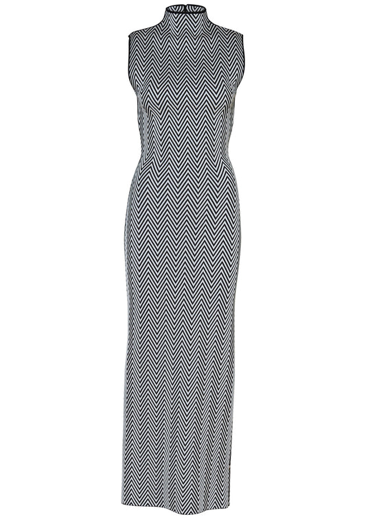 Zig Zag Sleeveless Dress Black & White