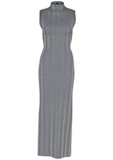 Zig Zag Sleeveless Dress Black & White