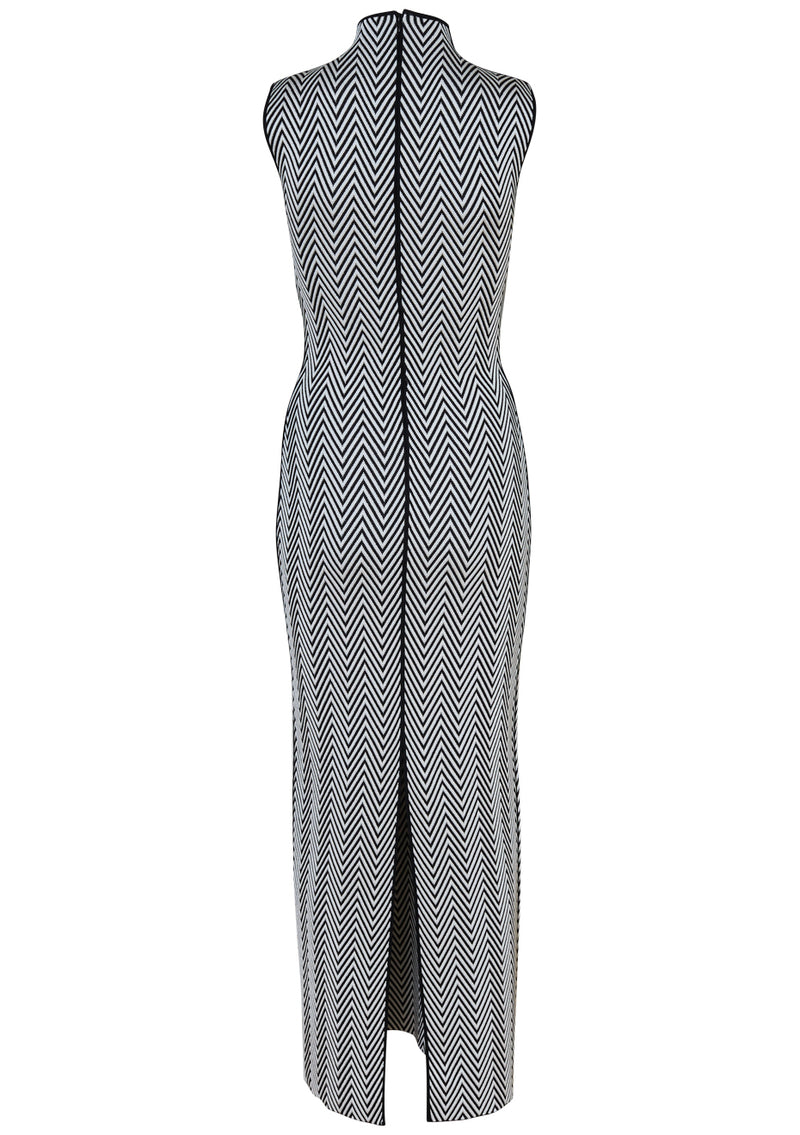 Zig Zag Sleeveless Dress Black & White