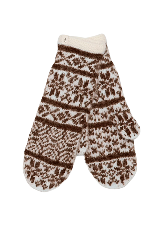Mittens Off White & Brown