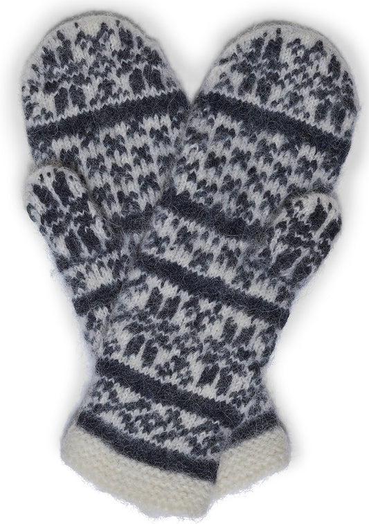 Mittens Off White & Dark Navy