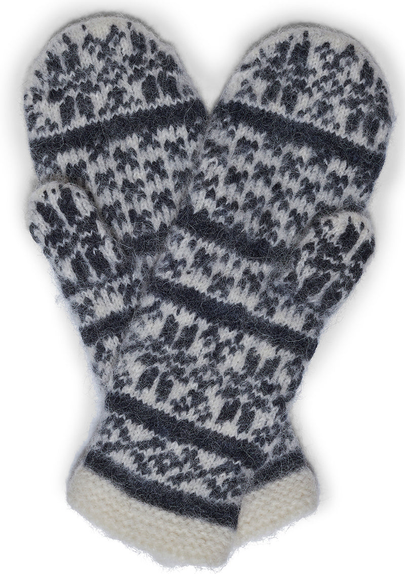 Mittens Off White & Dark Navy