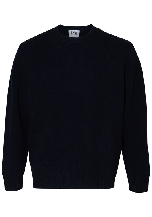 Crew Neck P's Brushed Yak Blend Blue