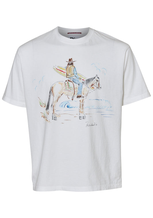 Hand Painted Cowboy T-Shirt Washed Off White