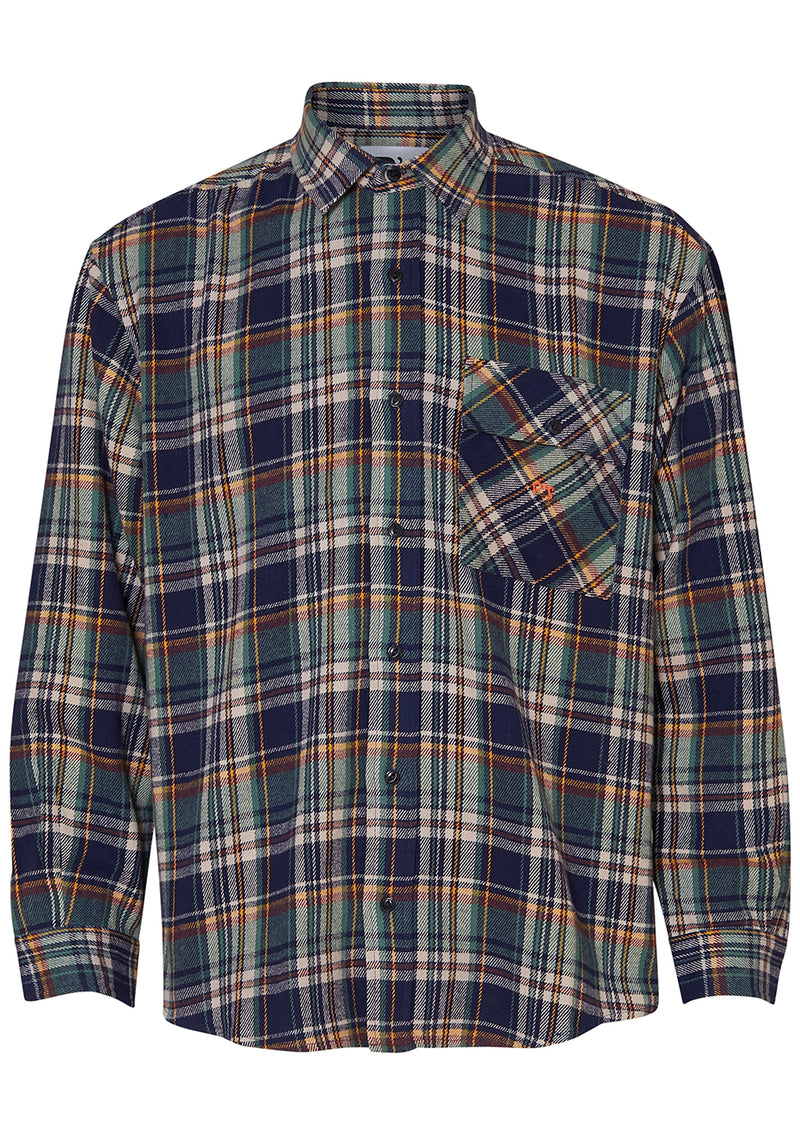 Kith P's Flannel Shirt Check Brushed Blue/Gold