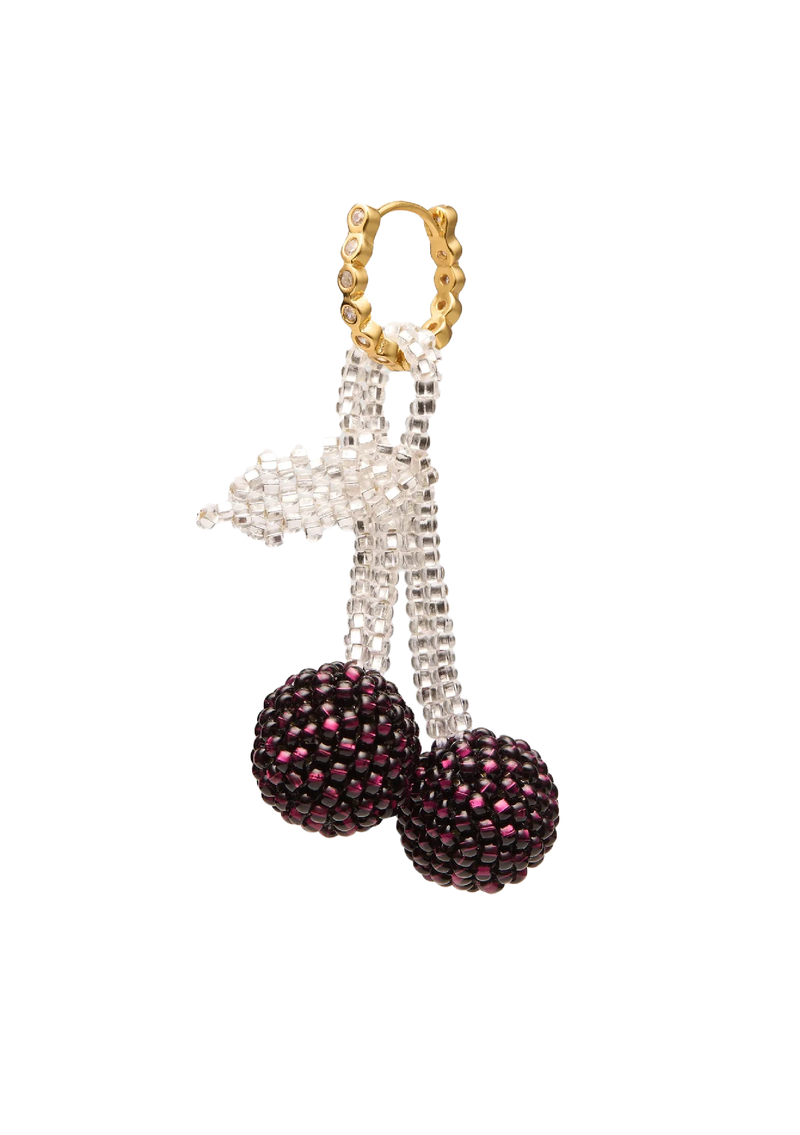 Dark Cherry Earring Gold Zircon