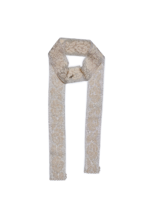 Lace Tie Silver & Beige