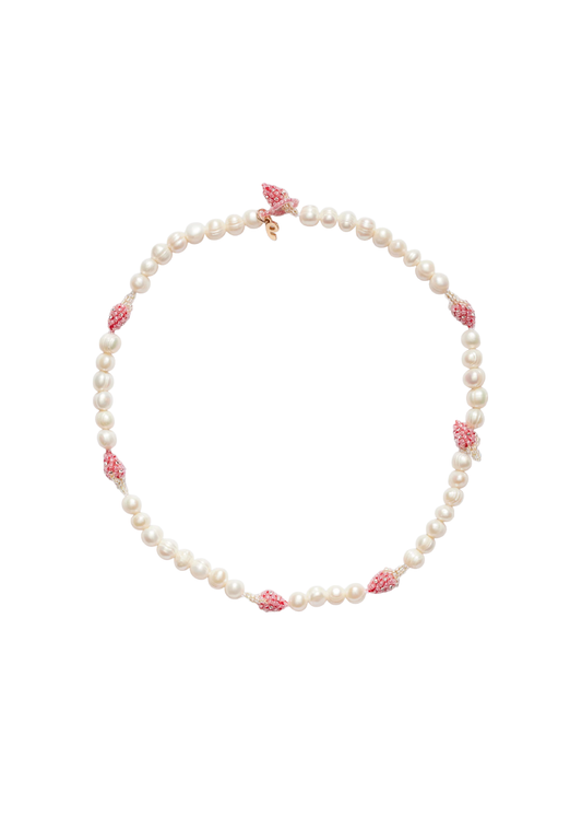 Multi Pearl Pale Strawberry Necklace