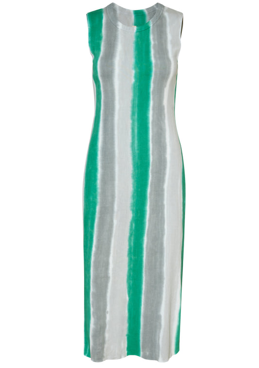Column Midi Dress Green Stripes