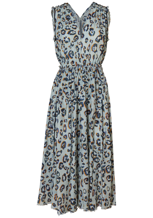 Day Dress Blue Leopard