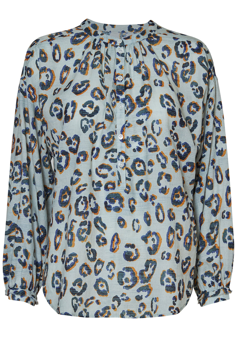 Dee Blouse Blue Leopard