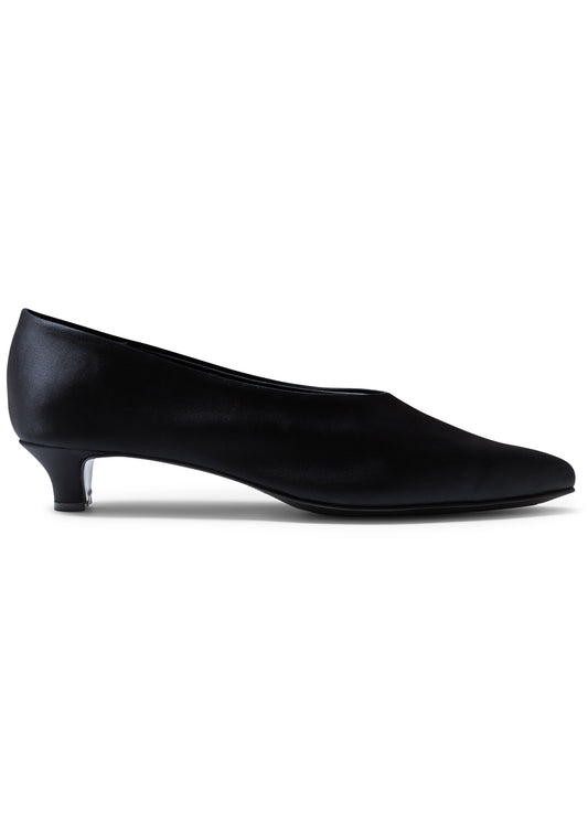 Clemmie Kitten Heel Satin Black