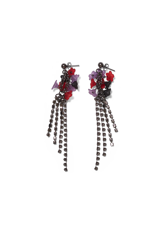 Flower Bouquet Earrings Hot Pink Multi