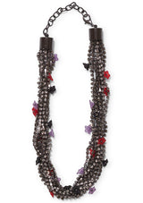 Flower Bouquet Necklace Hot Pink Multi