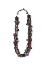 Flower Bouquet Necklace Hot Pink Multi