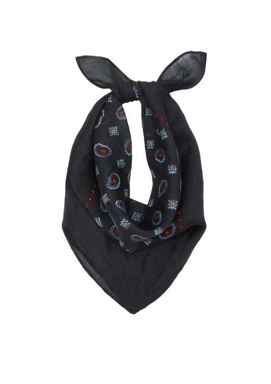 Paisley Ramie Scarf Small Charcoal