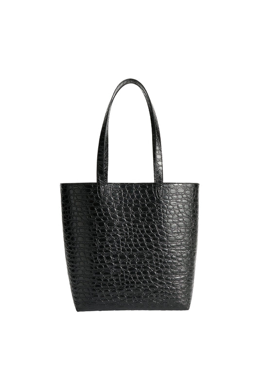 Medium City Tote Croco Black
