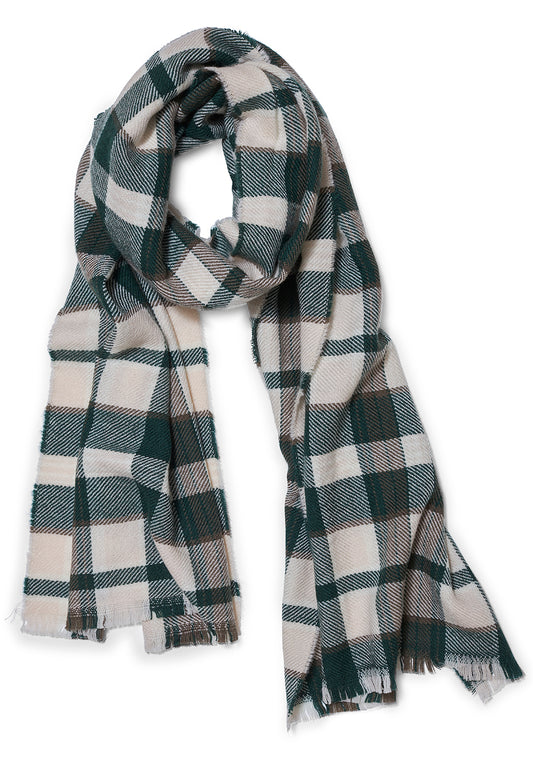 Nadelle Scarf Pine Green/Beige Check