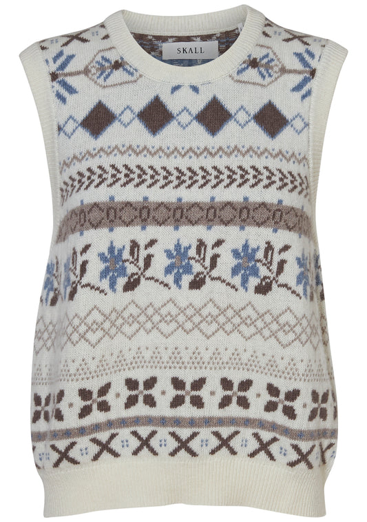 Vero Vest Brown Ecru Jacquard