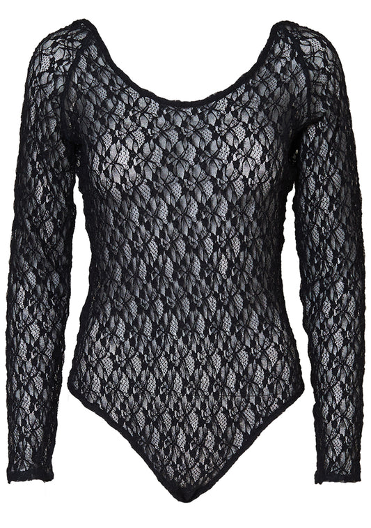Lace Swan Bodysuit Black