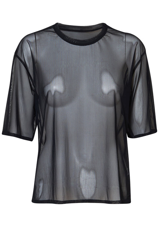 Mesh Oversized Tee Black