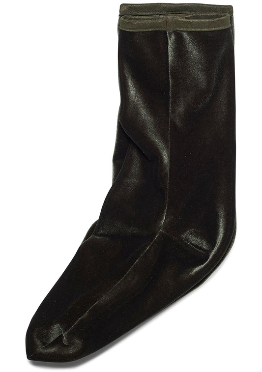 Velvet Ankle Socks Olive Green