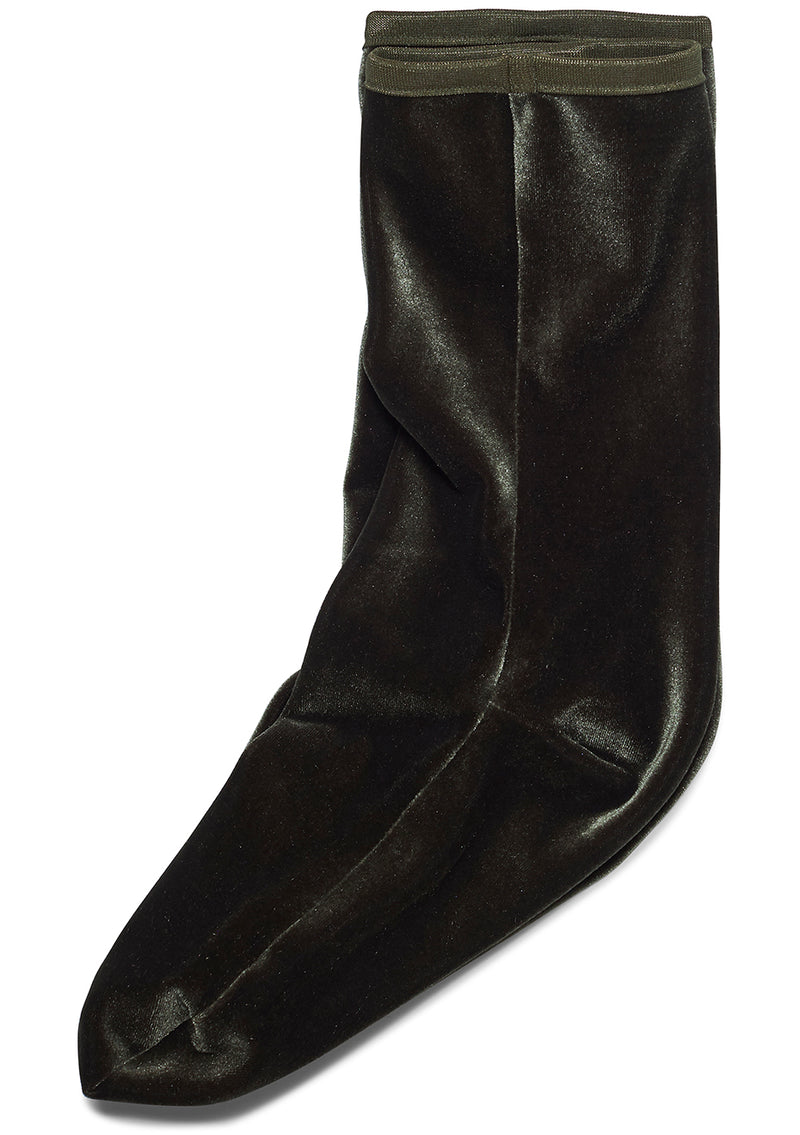 Velvet Ankle Socks Olive Green
