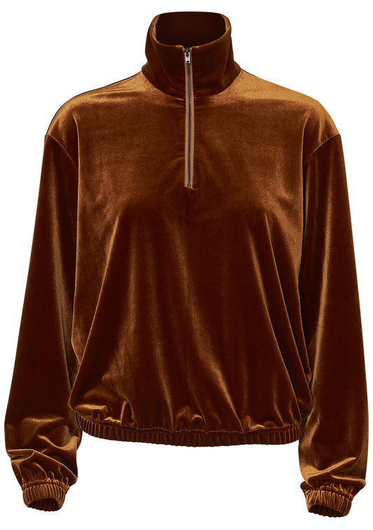 Velvet Zip Sweatshirt Gold